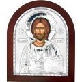 Икона Христос Спаситель. Шелкография, оклад в серебре. Основание из дерева.