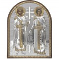 Икона Елена и Константин. Шелкография, оклад в серебре. Основание из пластика.