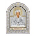 Икона Матрона Московская. Шелкография, оклад из алюминия с патиной. Основание из кожи под стеклом.