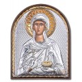Икона Параскева. Шелкография, оклад в серебре. Основание из пластика.